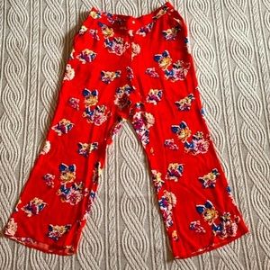 Multicolor Floral Cropped Ankle Pants Size Medium